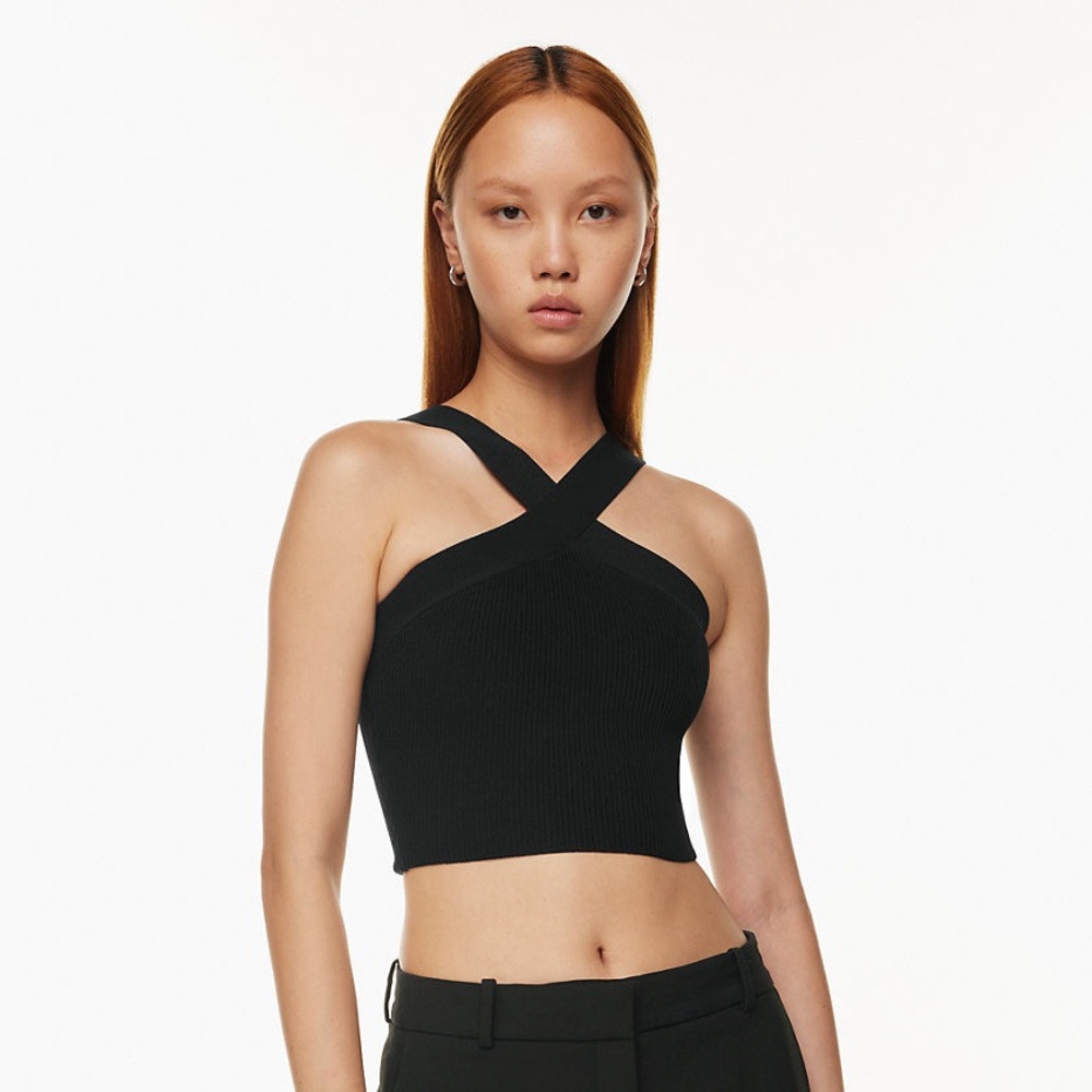 Aritzia Babaton Sculpt Knit Criss Cross Cropped Tank